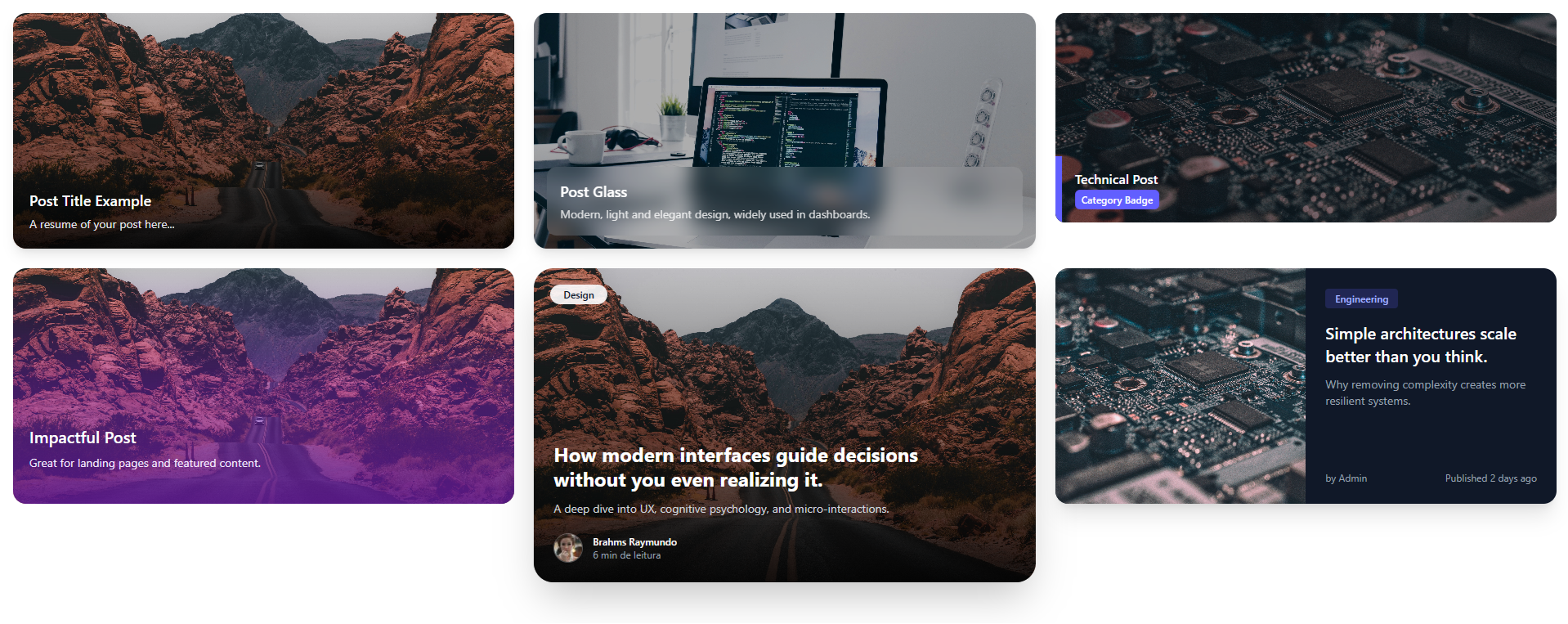 Free Tailwind CSS: 6 Beautiful Post Summary Components Ready to Copy-Paste